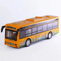 ukaxa Toy Bus For Kids Plastic Long Bus Toy Light Music Openable Door Friction Power-picture-11