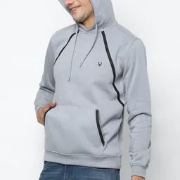 allen solly Men Full Sleeve Solid Hooded Sweatshirt image 3