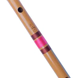 yaebuy Bamboo Flute Scale C Natural Polished With Carry Bag 19 inches 7 Hole -Thread Pink & Maroon Bamboo Flute image 2