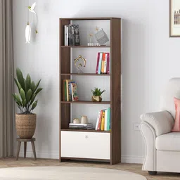 bluewud Molse Multipurpose Floor Standing Bookshelf with Drawer for Office Home Engineered Wood Semi-Open Book Shelf-picture-17