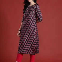 anouk Women Printed Viscose Rayon Straight Kurta image 3
