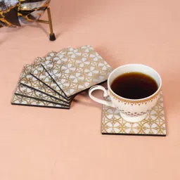 amimashop Wooden serving tray with Coasters |Wooden tray for kitchen|Tray Set decoration Tray image 5