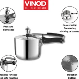 vinod 18/8 Stainless Steel Sandwich Bottom Inner Lid 5.5 L Induction Bottom Pressure Cooker image 2