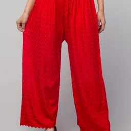 bebo creation Women Relaxed Red Viscose Rayon Trousers-picture-13