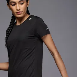 hrx by hrithik roshan Women Printed Round Neck Polyester Black T-Shirt-picture-22