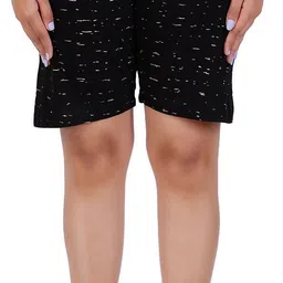 feel track Printed Women Black Regular Shorts image 3