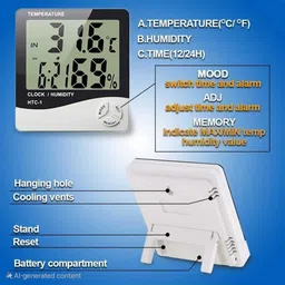 shivit Digital Humidity & Temperature Monitor, LCD Display, Wall/Table Mount, Indoor Hydrometer image 2