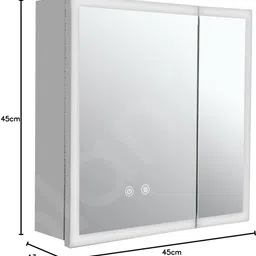 plantex LED Mirror Cabinet for Bathroom with Defogger/Double Door Cabinet (18x18 Inches) Stainless Steel Wall Shelf image 3