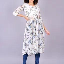 jyoti Women Shift White Midi/Calf Length Dress image 3