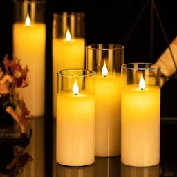 adorazone Pillar Candles | Flameless & Smokeless Battery Operated Glass Look LED |Large Candle image 1