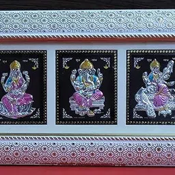 altrona Pure Silver Ganesh Laxmi Saraswati Frame for Pooja, Home & Gifting I Silver Idol Decorative Showpiece - 12 cm-picture-40