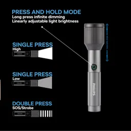 philips Aircraft Aluminium Alloy, Zoom LED Flashlight – 1000 lm, 2000mAh, SFL2142/56 Torch image 4