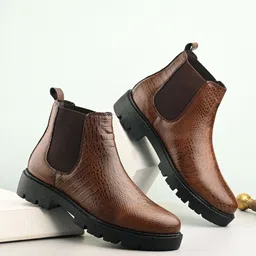 EL PASO Women Brown Faux Leather Casual Chelsea Boots Boots For Women-picture-15