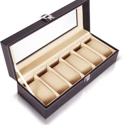 nurior 6 Slot Watch Storage Box Leather Storage Case For Men & Women Watch Organizer Watch Box-picture-21
