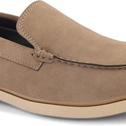 roadster Men Beige Solid Suede Casual Slip On Comfortable Penny Moccasins Loafers Shoes Loafers For Men image 2