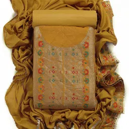 sun fashion and lifestyle Unstitched Cotton Silk Salwar Suit Material Self Design image 1