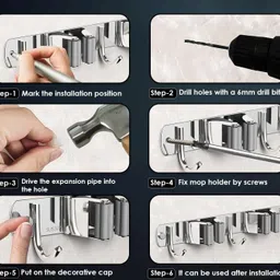 vulrian Multicolor Steel Broom Holder image 4