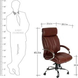 ardasinterior Alpha Leatherette High Back Executive Chair in Burgandy Colour Leatherette Office Adjustable Arm Chair image 3
