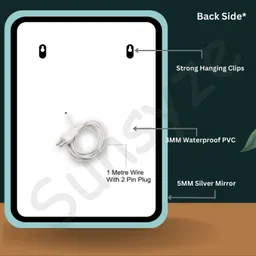 sunsyze Elegant Oval Mirror with Illuminated Border 18X 24 INCH Bathroom Mirror image 2