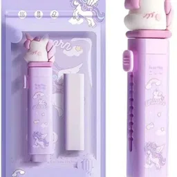 cravstat Yo Yo Unicorn Cartoon Design Push-Pull Eraser (set of 1 pen 2 refill) Non-Toxic Eraser-picture-47