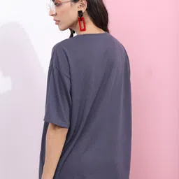 tokyo talkies Women Graphic Print Round Neck Cotton Blend Grey T-Shirt image 2