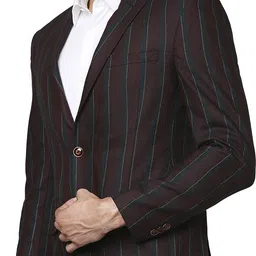 park avenue Men Striped Single Breasted Formal Blazer image 3