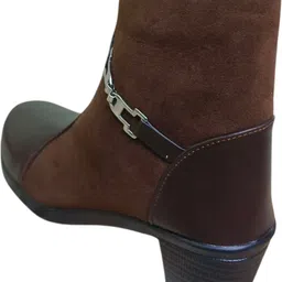 Step4U Women Brown Ankle Boots with Side Zip & Metal Buckle | Stylish Heel Boot Boots For Women image 4