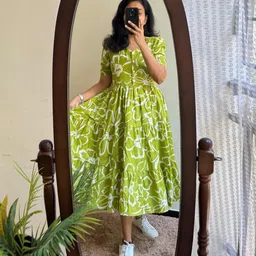 burundi blu Women Fit and Flare Green Below Knee Dress-picture-18