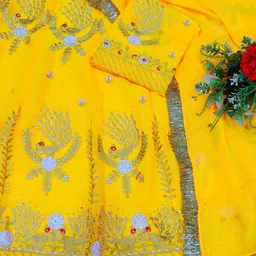 madhur hand work art Embroidered, Embellished Semi Stitched Rajasthani Poshak image 4