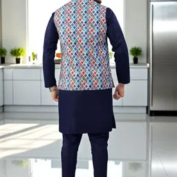 trust ous Men Cotton Blend Kurta Pyjama Ethnic Jacket Set image 2