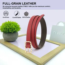 tybelt Women Formal Maroon Genuine Leather Belt image 5