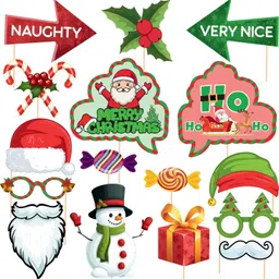 zyozi Christmas Photo Booth Props 16pc - Christmas Games for Party Supplies - Picture Backdrop Decorations Set Party Favors - Games for Kids & Adults - Selfie Holiday Christmas Photo for Photography Photo Booth Board-picture-12