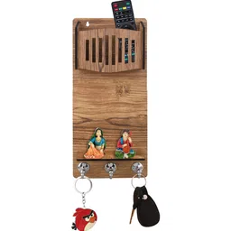 Beige Pocket Mobile Stand With Key Holder by Sehaz Artworks image 5