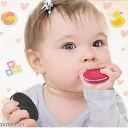 enorme Silicone Biscuit Shape Teething Soft Sensory Teether For Baby - Pink Teether image 4