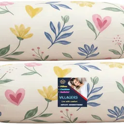 villagers Microfibre Bolster Pack of 2 Floral Floral Heart Printed-picture-22