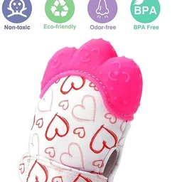 little warriors Self-Soothing, BPA-Free Soft Food-Grade Silicone Teether Handy Mitt Toy Baby Teething Mitten Gloves for Infants Baby Boys and Girls-PACK OF 2 Teether image 2