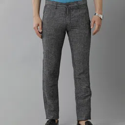 linen club Men Regular Fit Black Pure Linen Trousers-picture-11