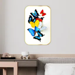 saf Butterfly modern art Sparkle Lamination Finished Surface Golden Slim Frame Ink 20 inch x 14 inch Painting image 3