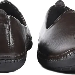 louis stitch Men’s Brunette Brown Ethnic Slip-On Lightweight Shrunken Nagra Juti for Men Mojaris For Men image 5