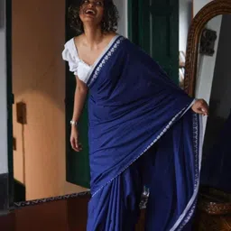 pal handloom Solid/Plain Handloom Pure Cotton Saree image 2