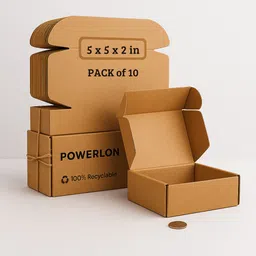 powerlon Corrugated Cardboard Flap Box|5x5x2 inch for Shipping & Courier|Small Items|Jewelry|Cosmetics|Gifts Packaging Box-picture-21