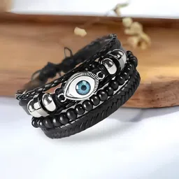 karishma kreations Metal, Dori, Alloy, Leather Silver, Platinum Charm Bracelet-picture-12