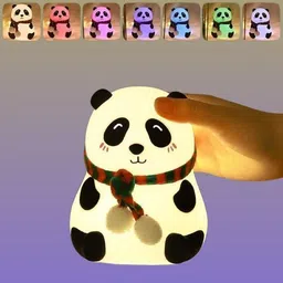 Guruvar Cute Panda Silicon Night Lamp USB Rechargeable 7 Color Changing For Kids-1292 Smart Sensor Light-picture-22