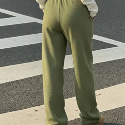 dockstreet Women Solid Olive Track Pants image 2