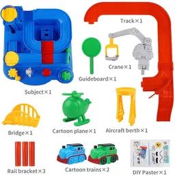 rainbow riders Train Adventure Mechanical Train Track Set with Mini Trains, Multifunctional Toy image 3