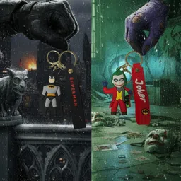 batman Joker Combo Keychain Set - Comics Superhero Villain Figure Keyring Key Chain-picture-41