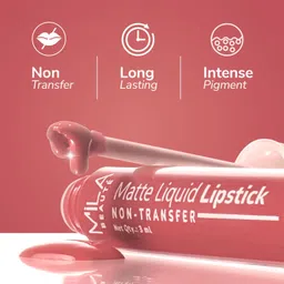 mila beauté Long Lasting & Non-Transfer Matte Liquid Lipstick Combo Pack of 3 Mauves & Pinks image 4