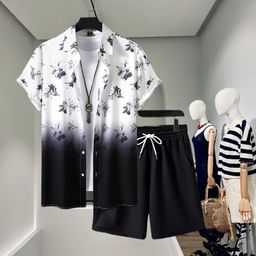 glori star Men Night Suit Set White, Black Floral Print-picture-14