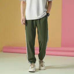 nivedanm Men Striped Green Track Pants image 4