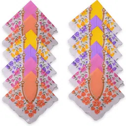 Heart Home 12 Pcs Handkerchief for Women Cotton | 11x11 Inch | White Star Multi Cutwork ["White"] Handkerchief-picture-21